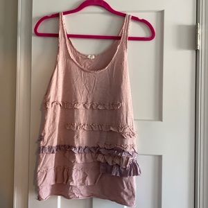 J. Crew Blush Mauve Ruffle Tank Top